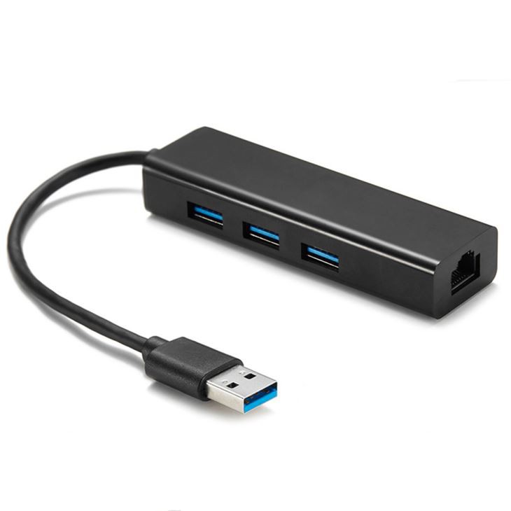 イーサネットアダプタを備えた3ポートUSB 3.0ハブ