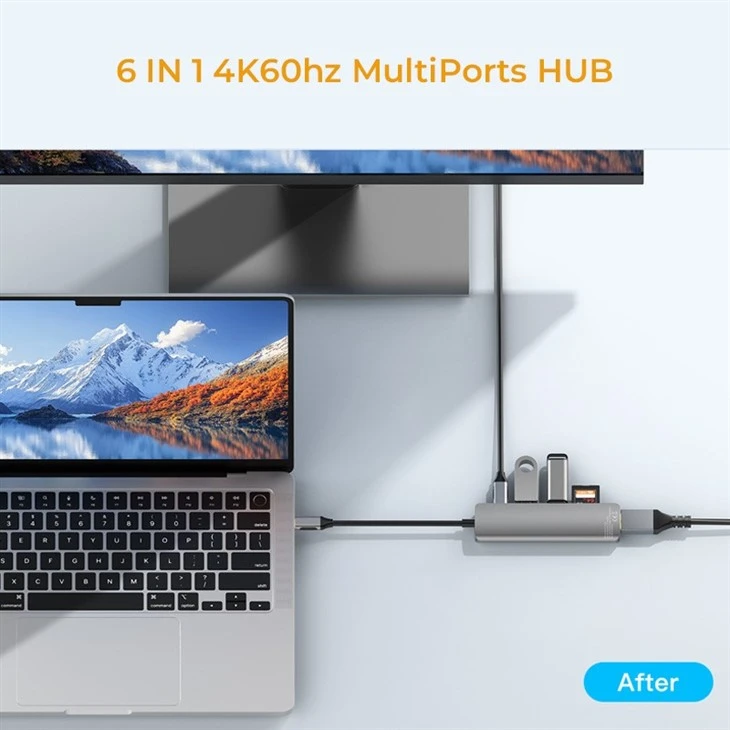 6 in 1 4K60 multiports HUB